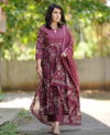 Maroon Colour Rayon With Printed Kurti With Pant And Dupatta Exporters In India Aaradhna 2033